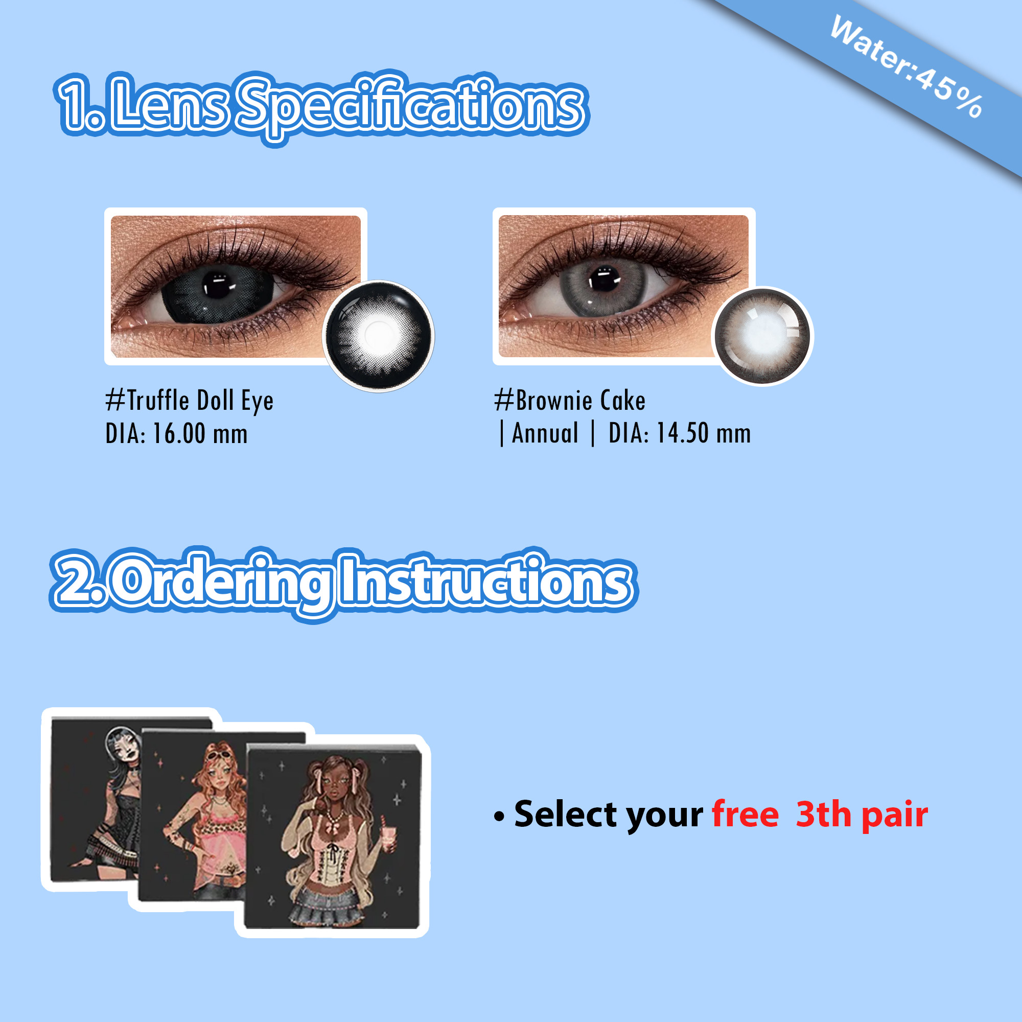 Summer Essential x 3 Pairs Bigger Cute Dolly Eye Set 16mm | 1 Year (Customized✨)