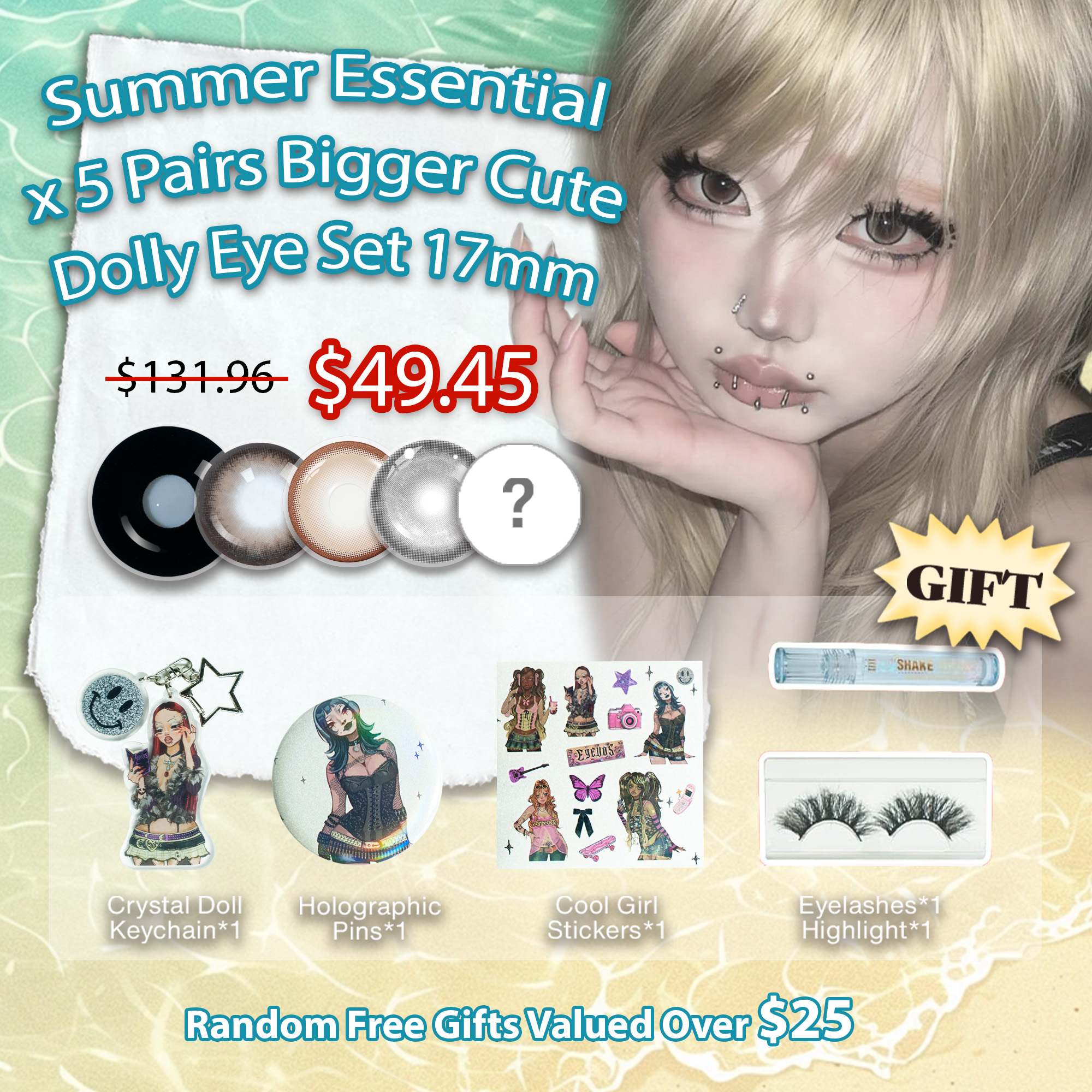 Summer Essential X 5 Pairs Bigger Cute Dolly Eye Set 17mm | (Customized✨)