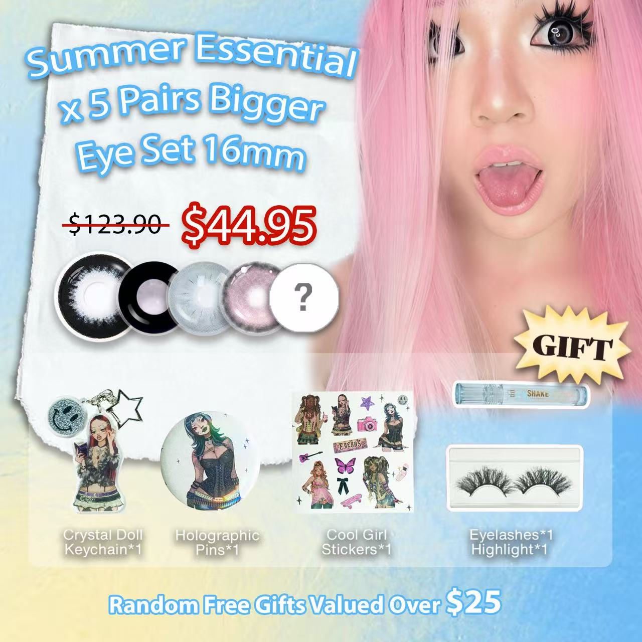 Summer Essential X 5 Pairs Bigger Eye Set 16mm | 1 Year (Customized✨)