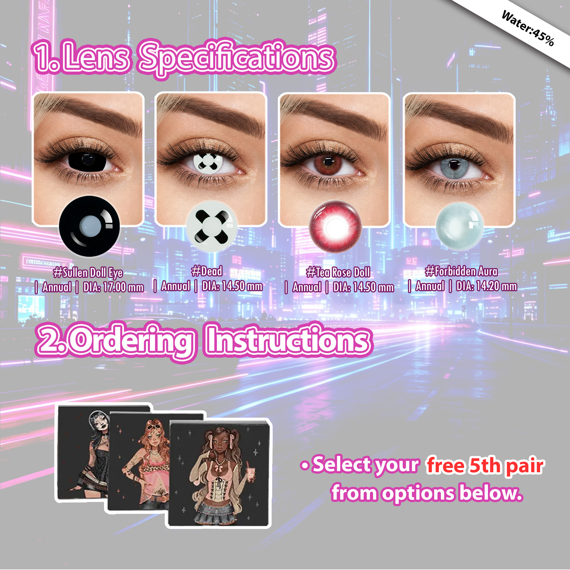 Summer Essential x 5 Pairs White Bigger Dolly Set 17mm | 1 Year (Customized✨)