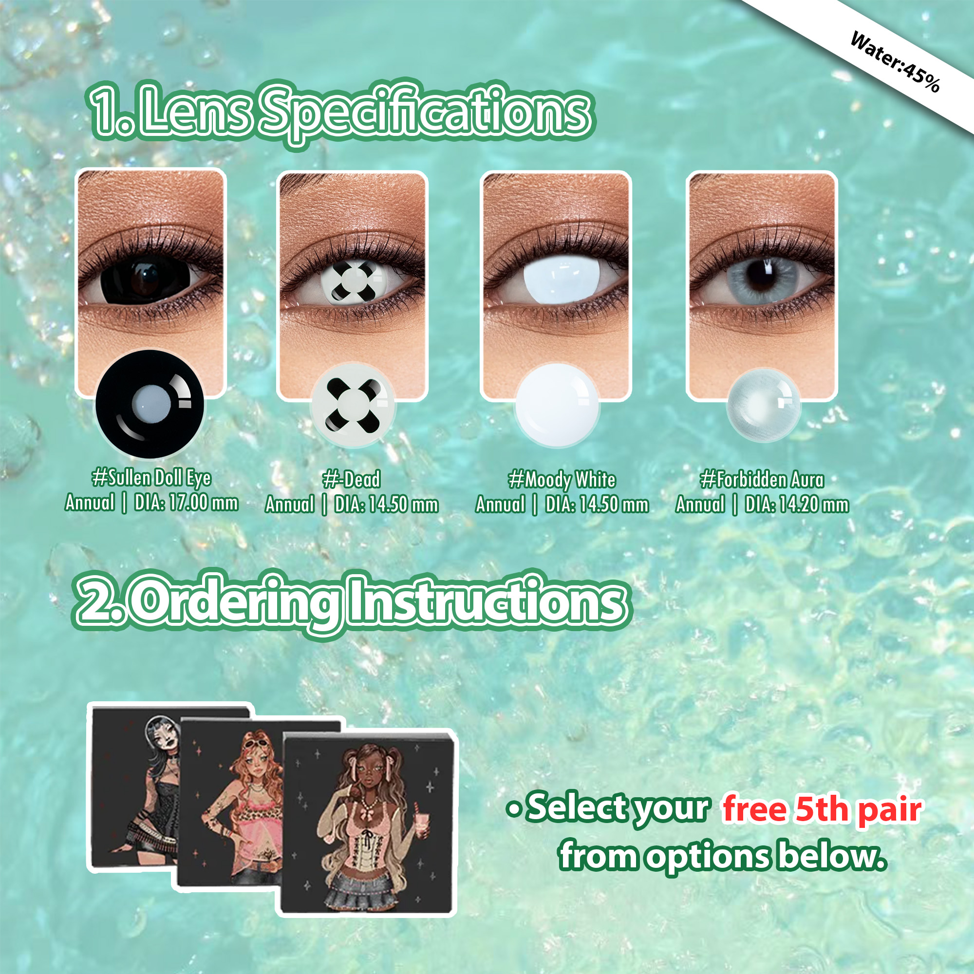 Summer Essential x 5 Pairs White Dolly Set 17mm | 1 Year (Customized✨)