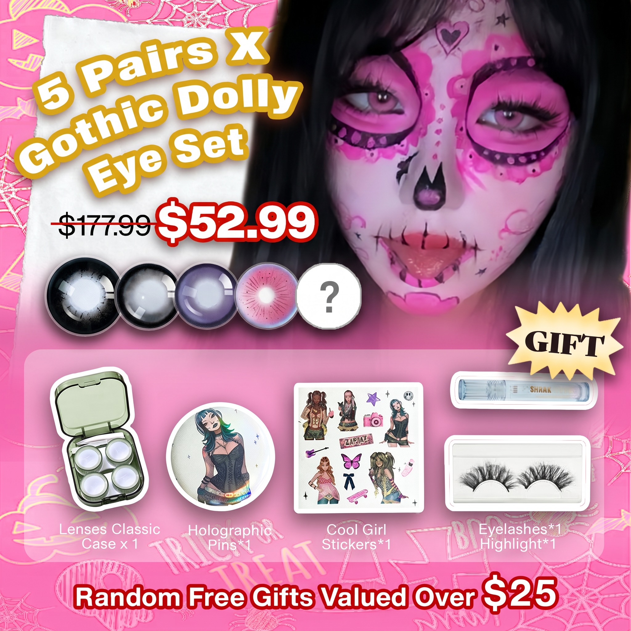  5 Pairs X Gothic Dolly Eye Set | Enlarge (Customized✨)