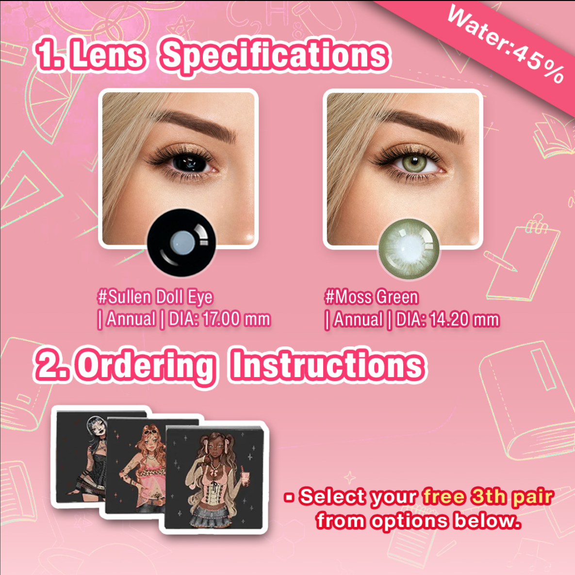 Back to School X 3 Pairs Black Bigger Eye Set | 17mm (Customized✨)