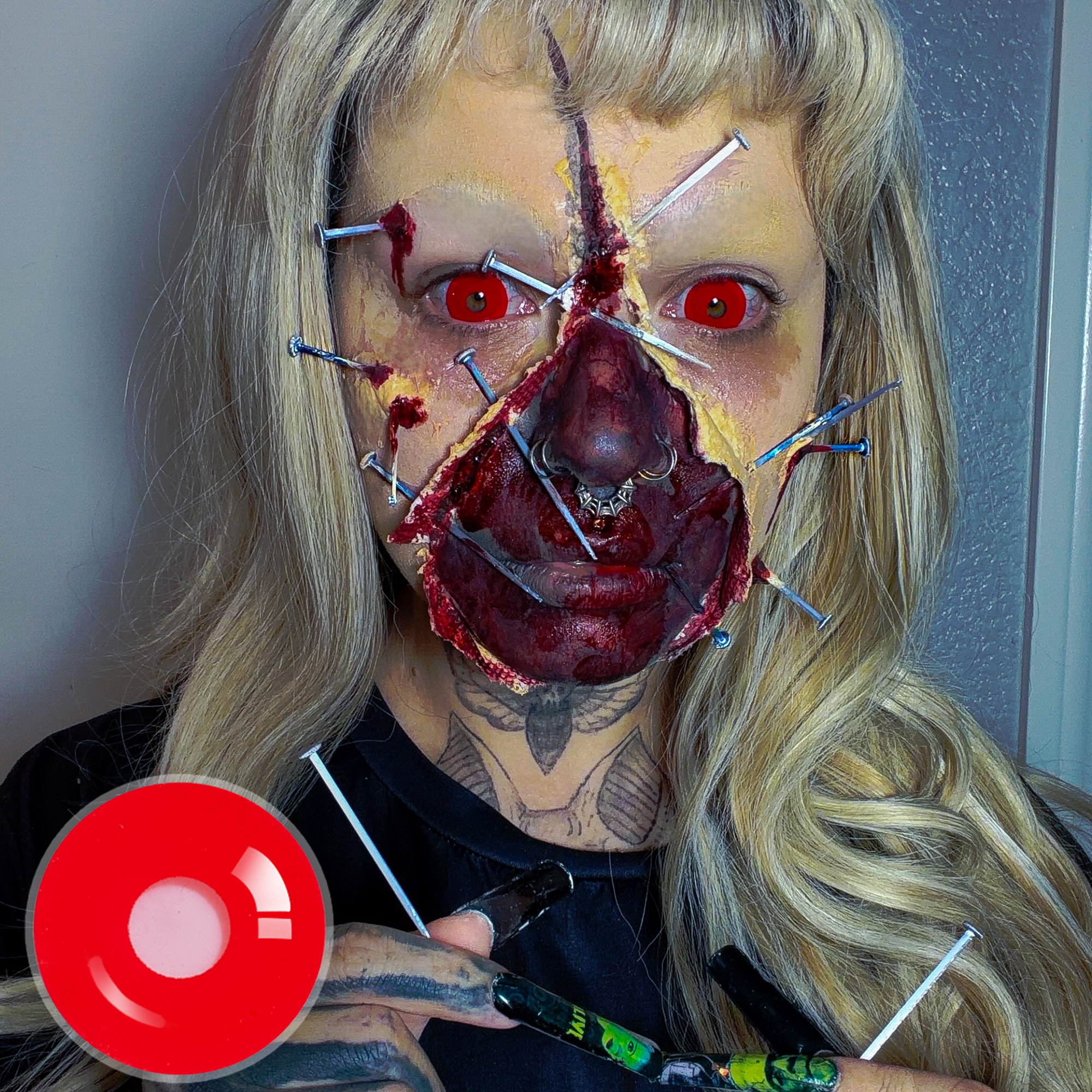 iamjulianacrystal X Red Demon Doll Eye Mini Sclera (Halloween) Contact Lenses (17MM)