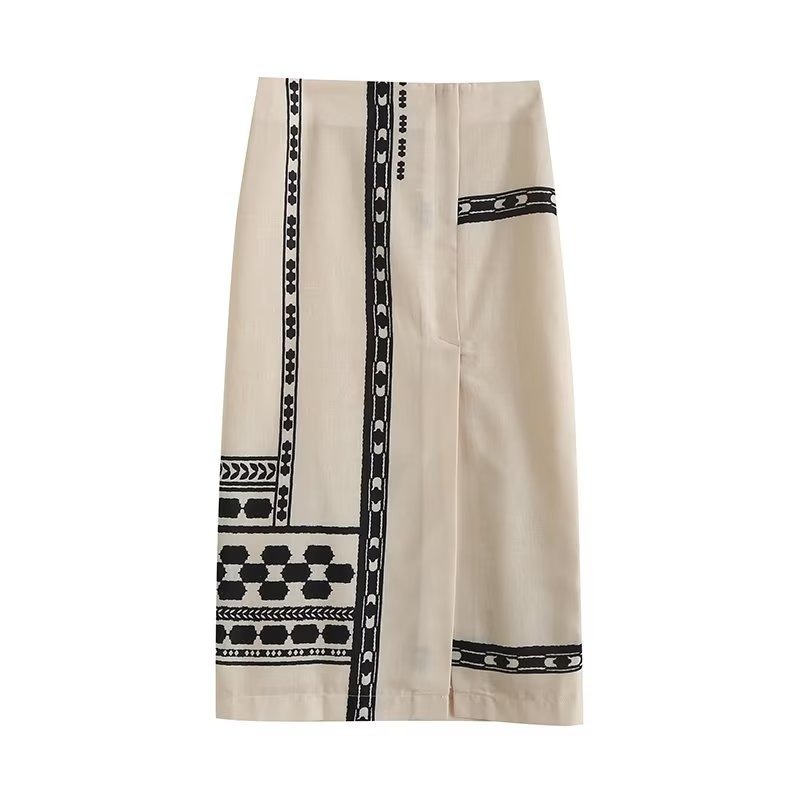 Women Printed Patchowork Bohemian Style Midi Long Skirts Fashion Vintage High Waist Summer Causal Elegant Slim Skirts