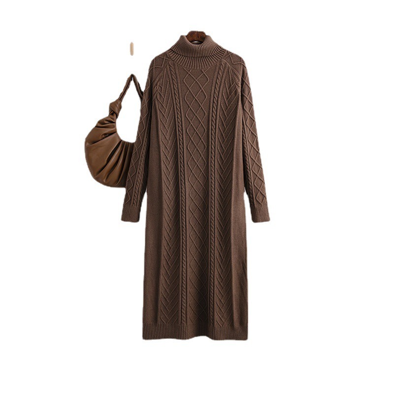 Highneck Sweater Dresses Women Female Sweater Dress