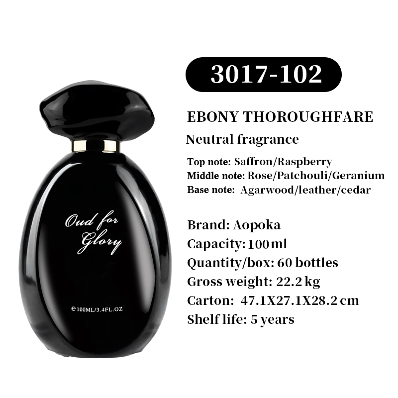 Aopoka 3017-102 Ebony Thoroughfare Neutral Fragrance 100Ml Black Unisex Perfume