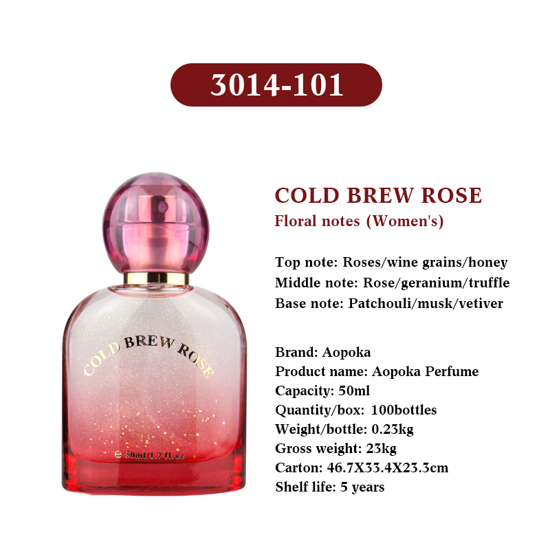 Aopoka 3014-101 Cold Brew Rose Red Floral Notes 50Ml Gold Powder Women Perfume