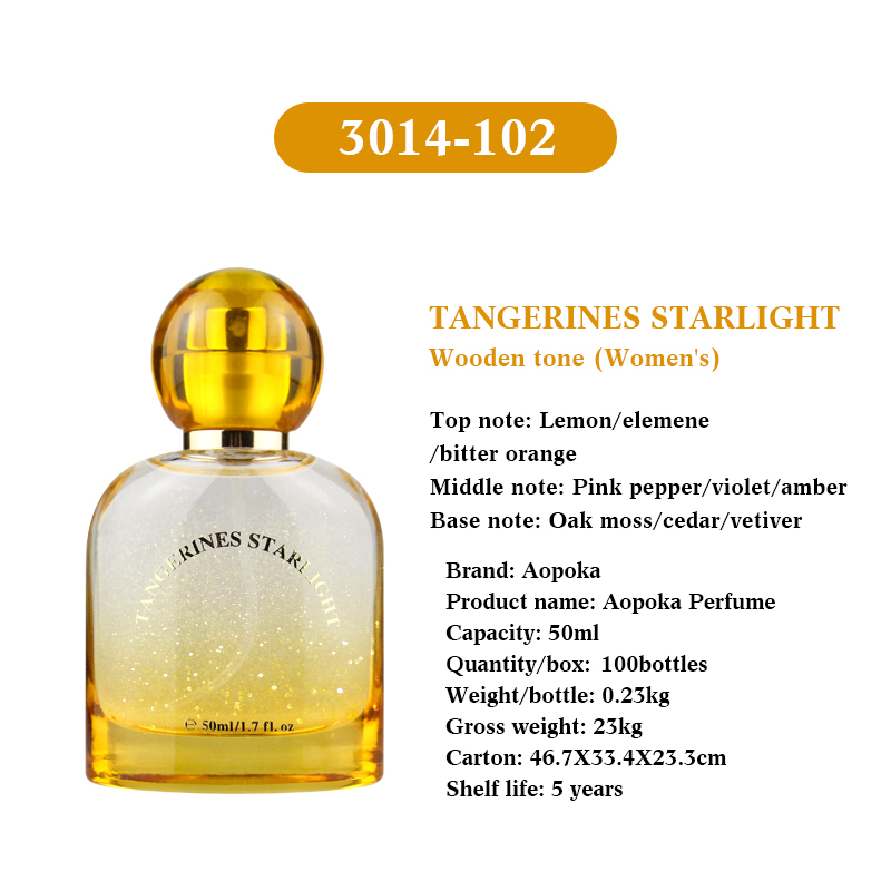 Aopoka 3014-102 Tangerines Starlight Wooden Tone Yellow 50Ml Gold Powder Women Perfume