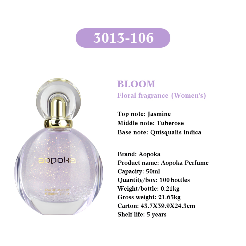 Aopoka 3013-106 Bloom Floral Fragrance Gold Powder Quicksand Women'S Perfume
