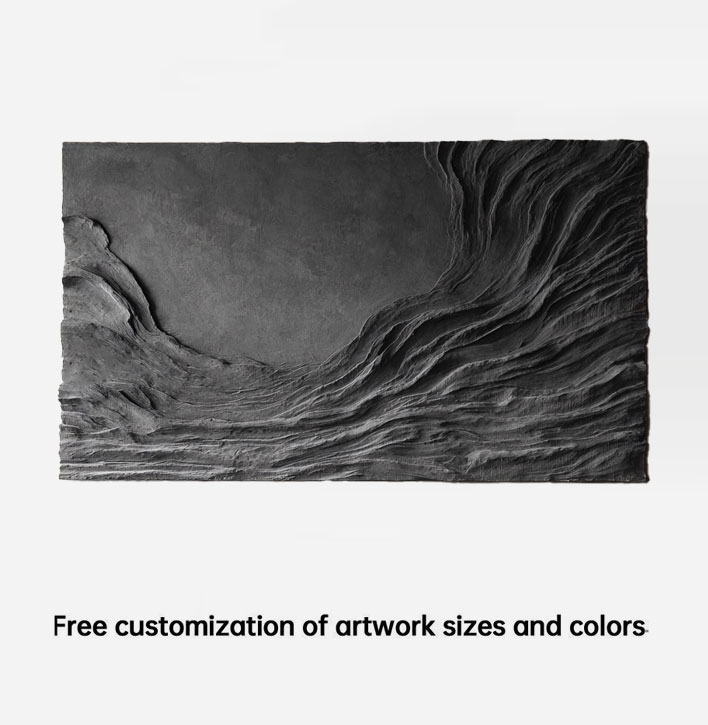 3D Abstract Wood Wall Art: Handmade Black Textured Sculpture
