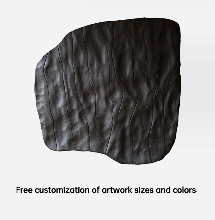 Hand Carved Wood Wall Art: Dark Textured Modern Sculpture