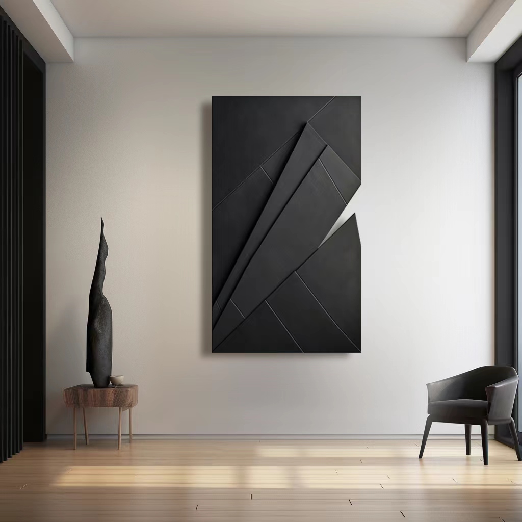 dark sculpture wall art-minimalist decorative-wood carving