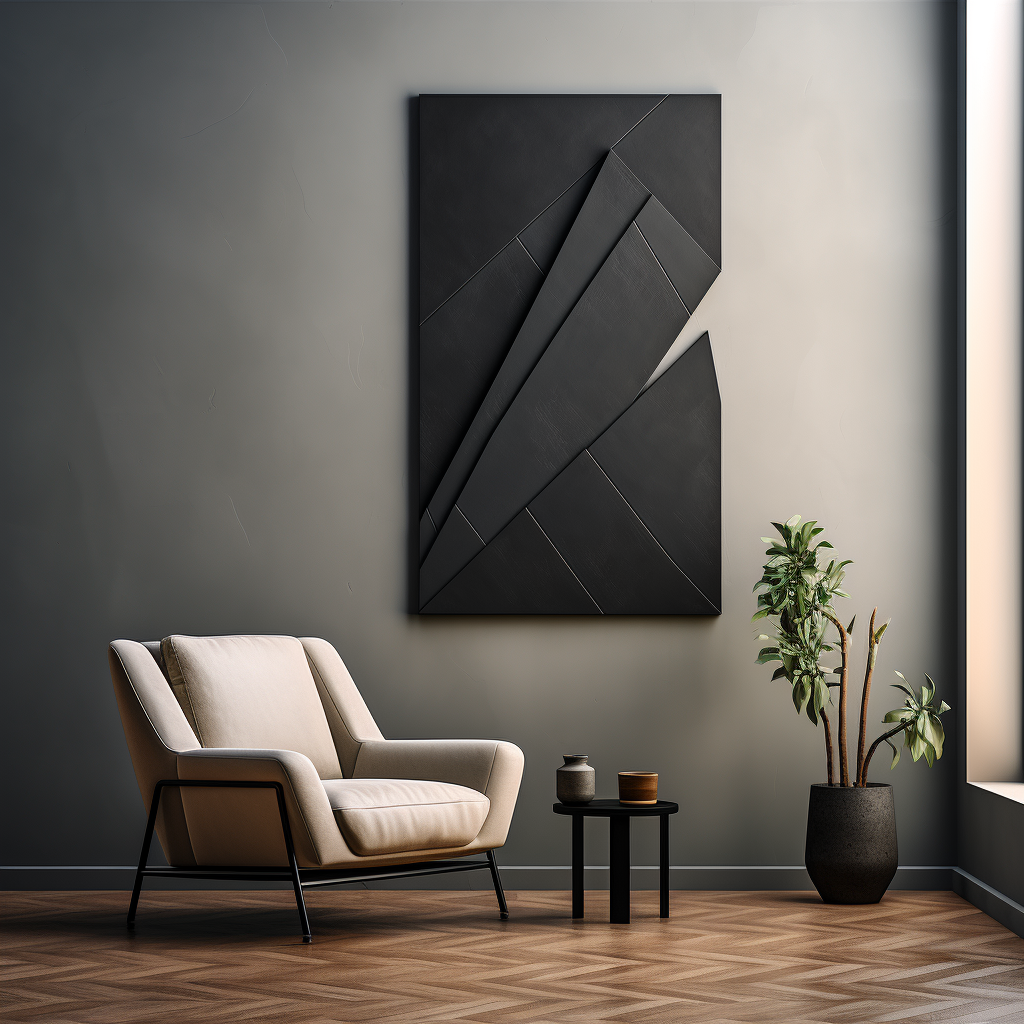 dark sculpture wall art-minimalist decorative-wood carving