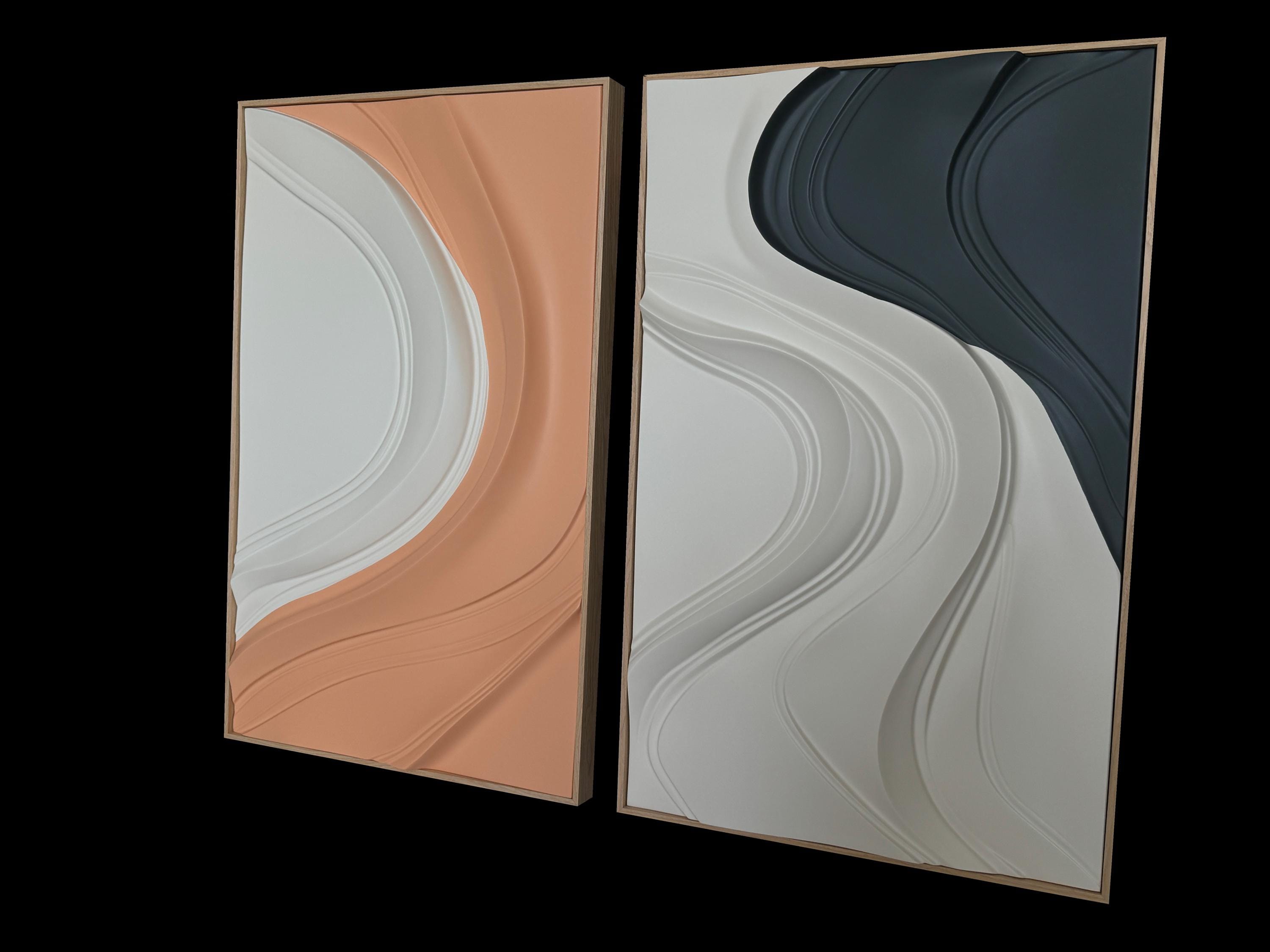 Wave Shaped 3D Wall Art – Vibrant Abstract Wooden Sculpture | Textured Modern Home Decor | Bold Color Contrast & Geometric Patterns