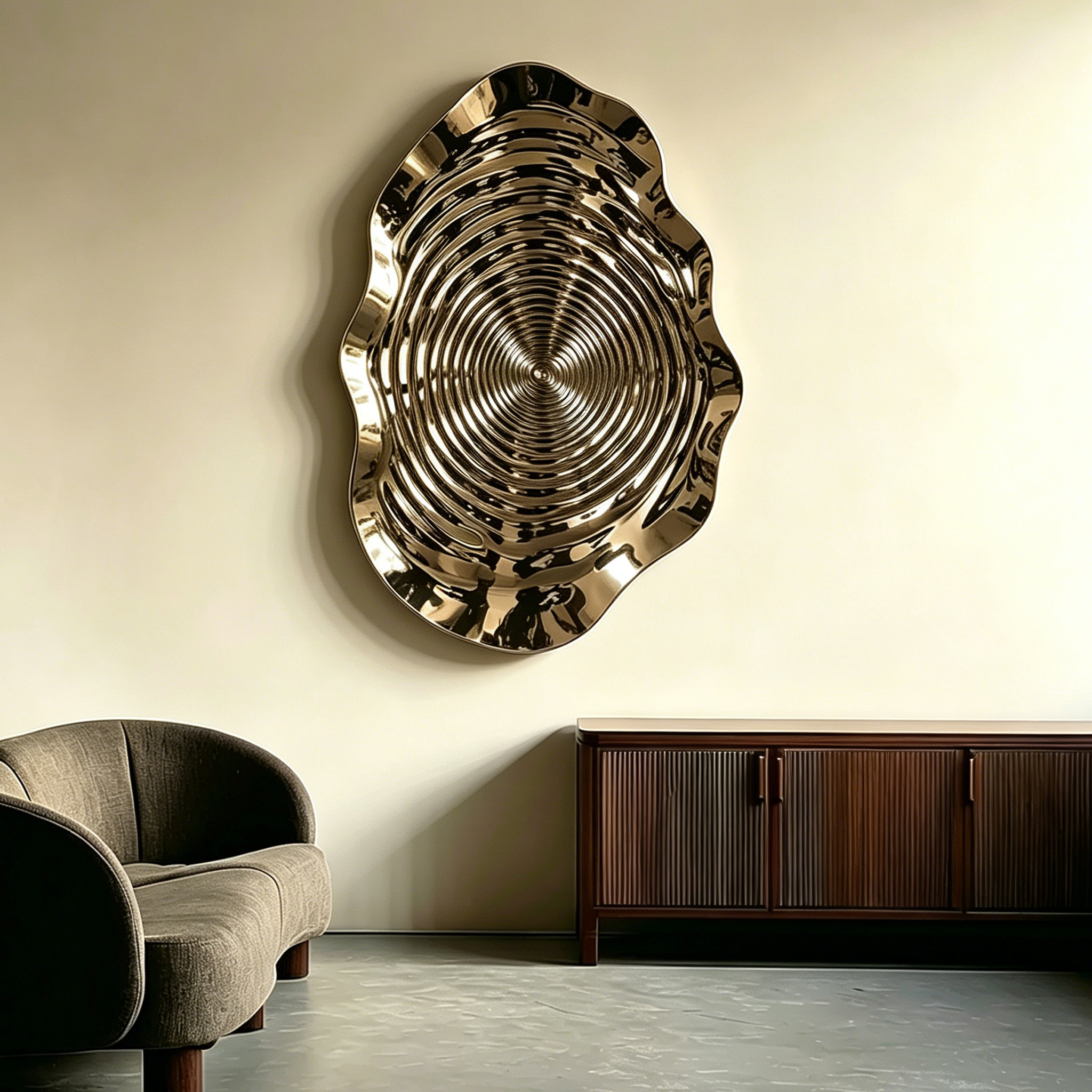 Large Metal Wall Art Sculpture, Modern Abstract Wall Decor, Bronze Metallic Wall Hanging, Contemporary Luxury Statement Art