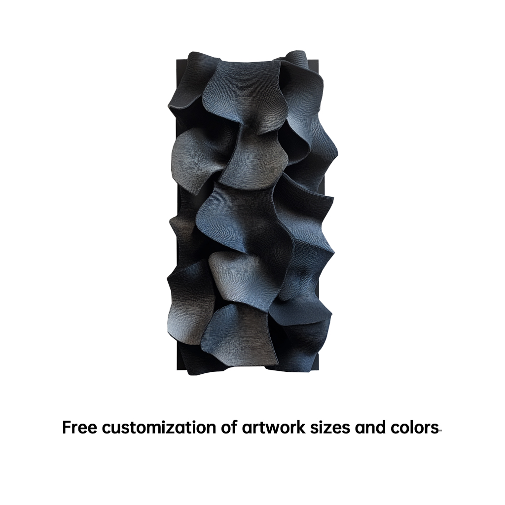 Black Leather 3D Wall Art Sculpture – Modern Textured Abstract Wall Decor for Living Room & Bedroom