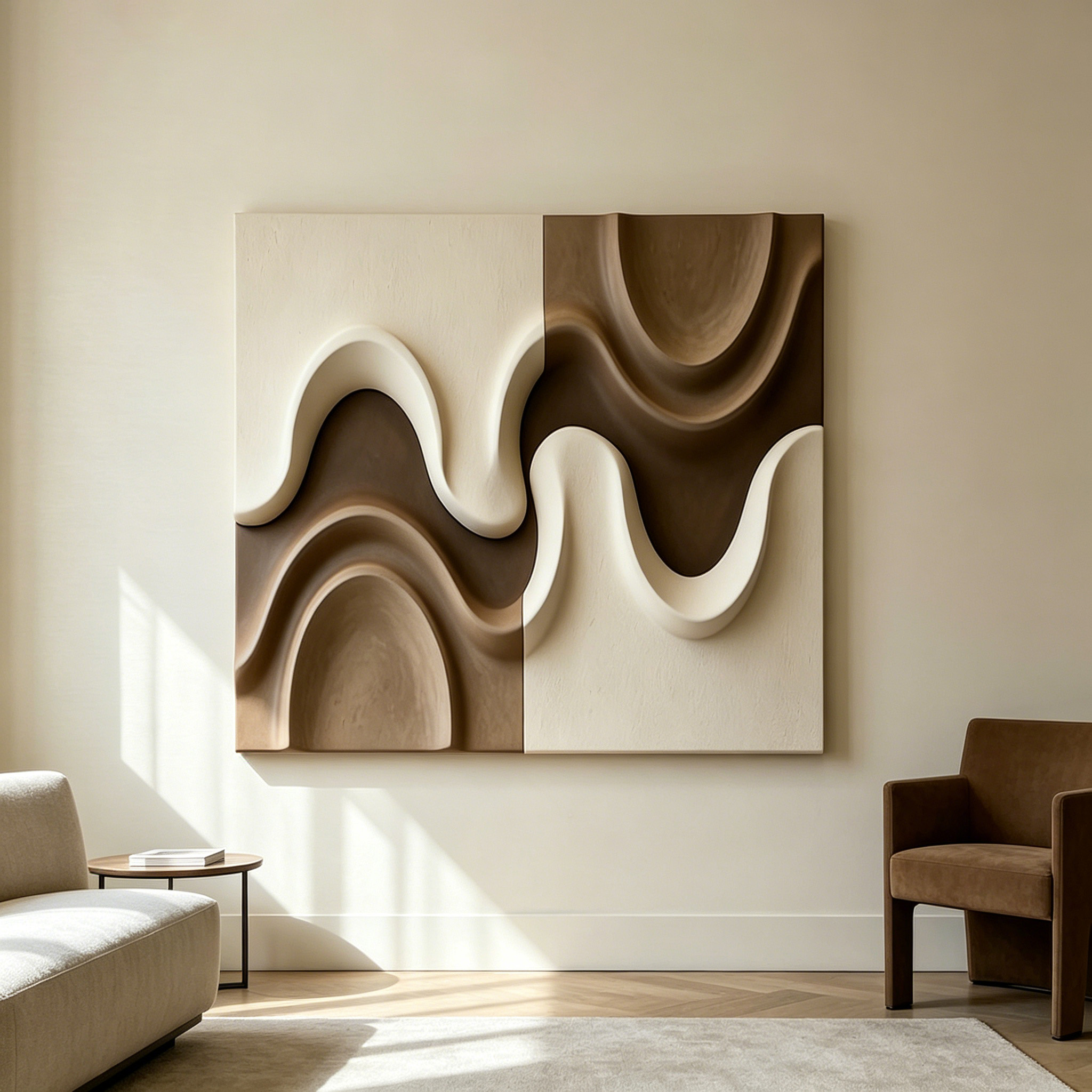 Abstract Wood Wall Art, Modern Organic Sculpture, Neutral Beige Wall Decor, Japandi Wooden Wall Hanging