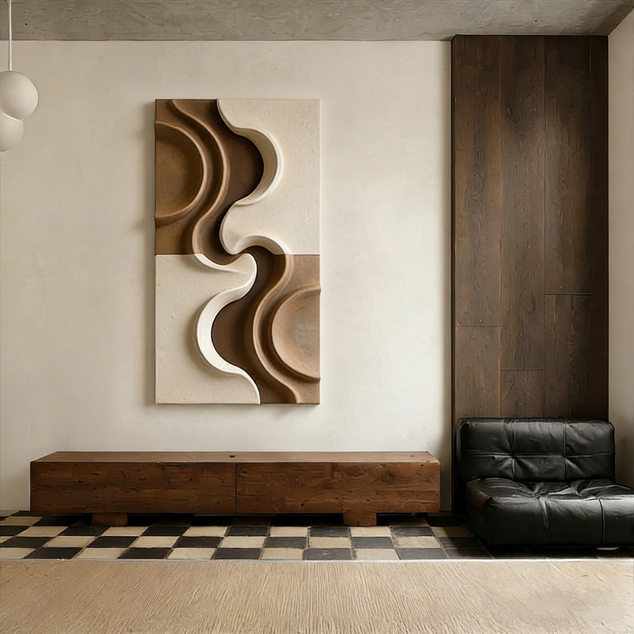 Abstract Wood Wall Art, Modern Organic Sculpture, Neutral Beige Wall Decor, Japandi Wooden Wall Hanging