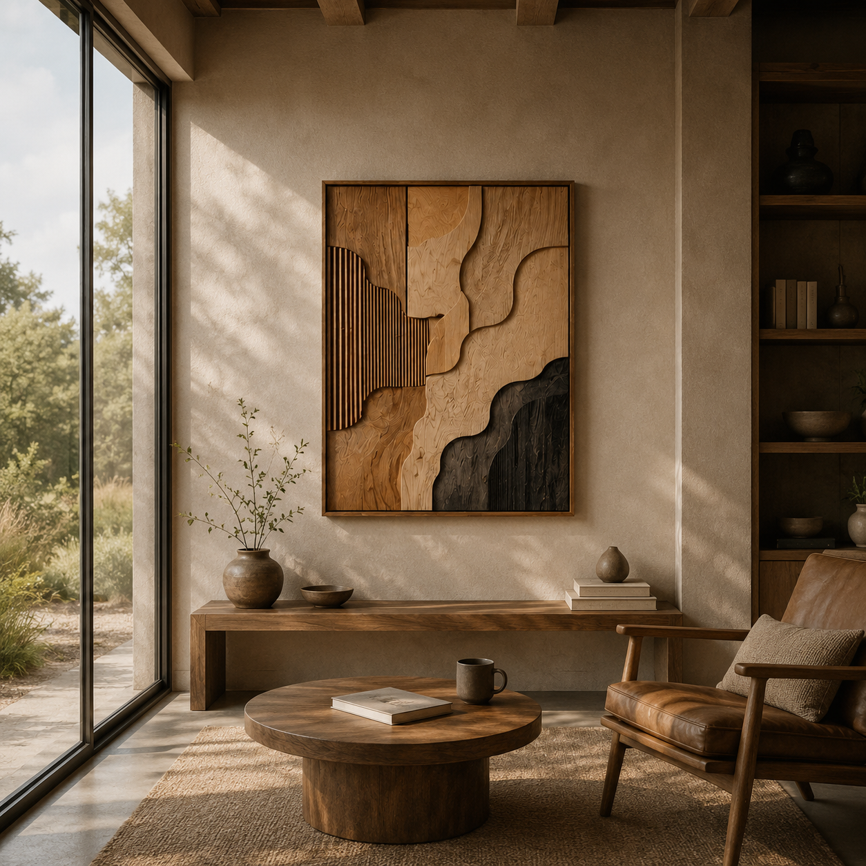 Abstract Wood Wall Art, Organic Modern Wall Decor, Large Wooden Wall Sculpture, Minimalist Wall Panel, Handmade Wood Artwork