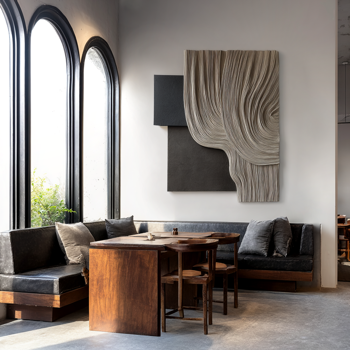 Large Fiber Wall Art, Minimalist Textile Sculpture, Neutral Modern Wall Hanging, Handmade 3D Fiber Art for Living Room