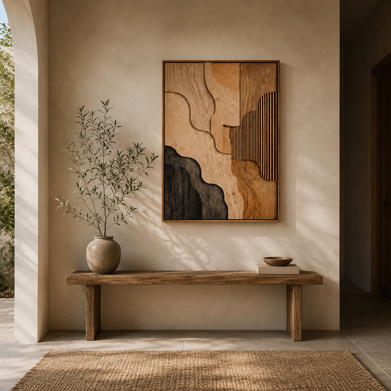 Abstract Wood Wall Art, Organic Modern Wall Decor, Large Wooden Wall Sculpture, Minimalist Wall Panel, Handmade Wood Artwork
