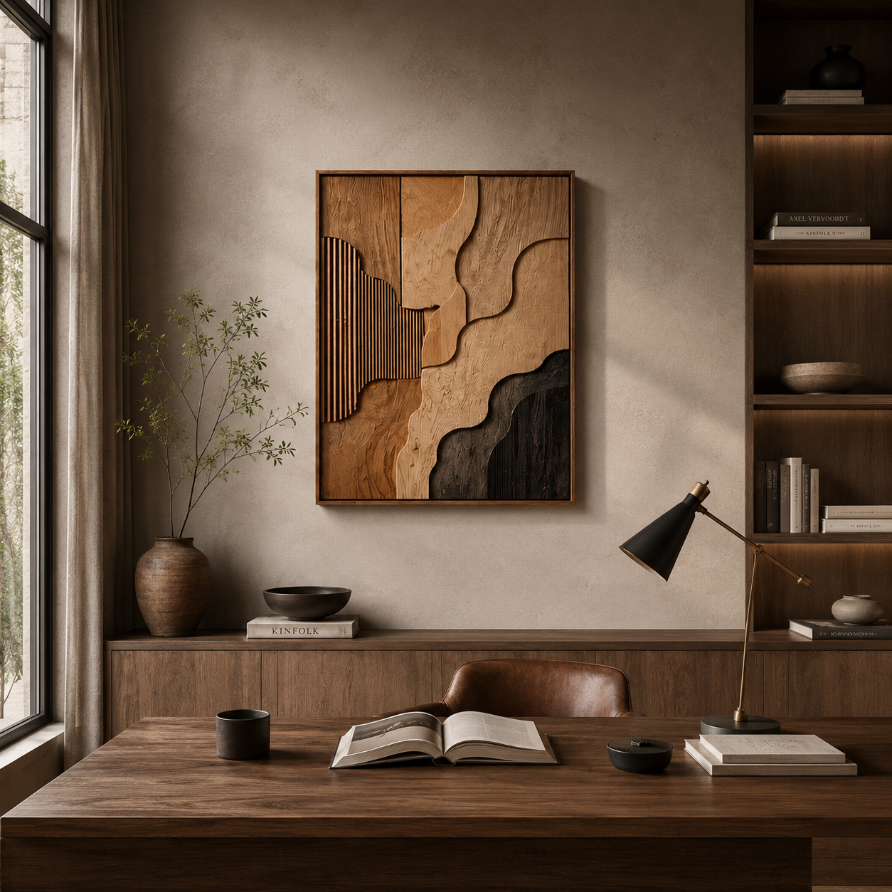 Abstract Wood Wall Art, Organic Modern Wall Decor, Large Wooden Wall Sculpture, Minimalist Wall Panel, Handmade Wood Artwork