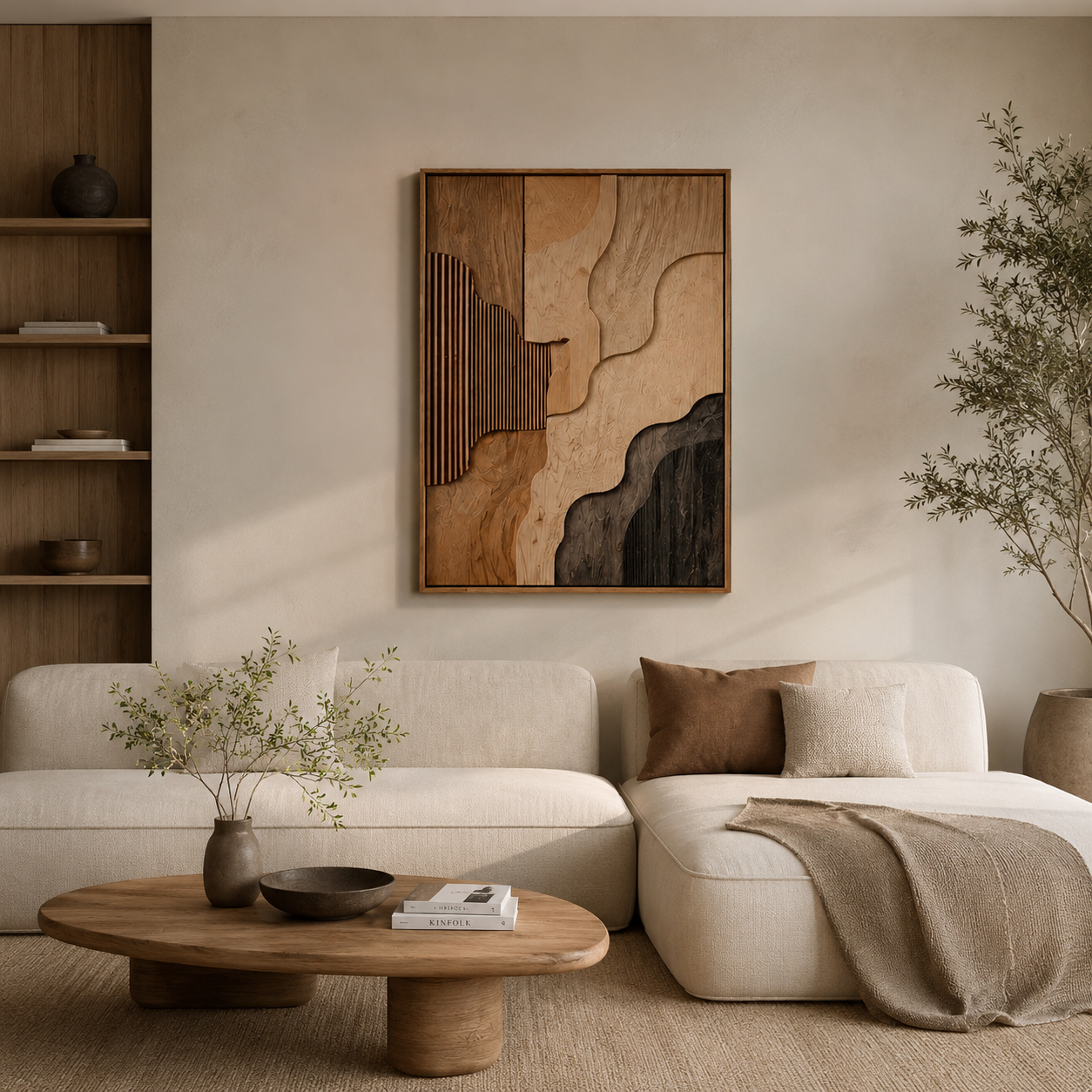 Abstract Wood Wall Art, Organic Modern Wall Decor, Large Wooden Wall Sculpture, Minimalist Wall Panel, Handmade Wood Artwork