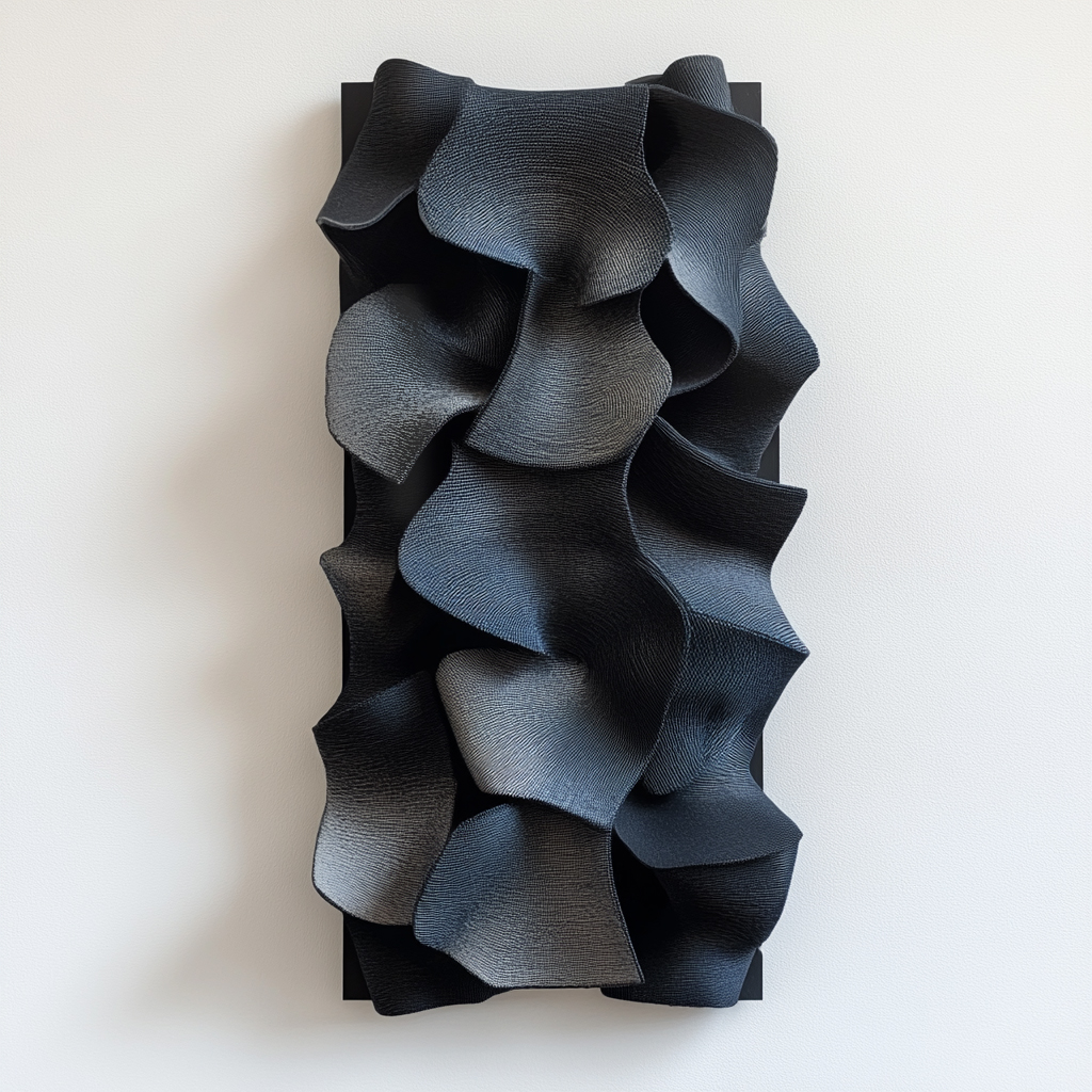 Black Leather 3D Wall Art Sculpture – Modern Textured Abstract Wall Decor for Living Room & Bedroom