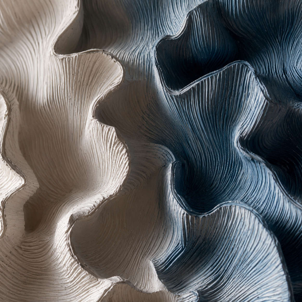 3D Wood Wall Art, Organic Modern Wall Sculpture, Blue Textured Wooden Artwork, Large Contemporary Decor