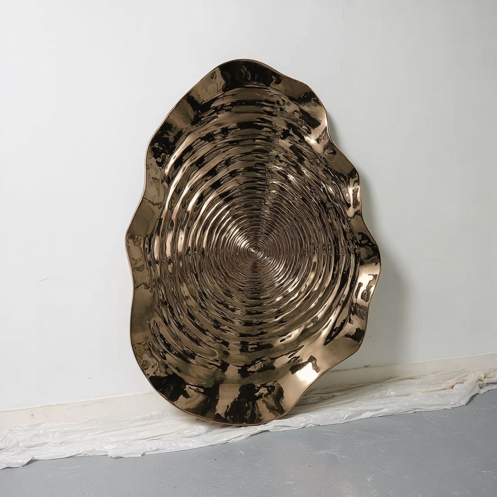 Large Metal Wall Art Sculpture, Modern Abstract Wall Decor, Bronze Metallic Wall Hanging, Contemporary Luxury Statement Art