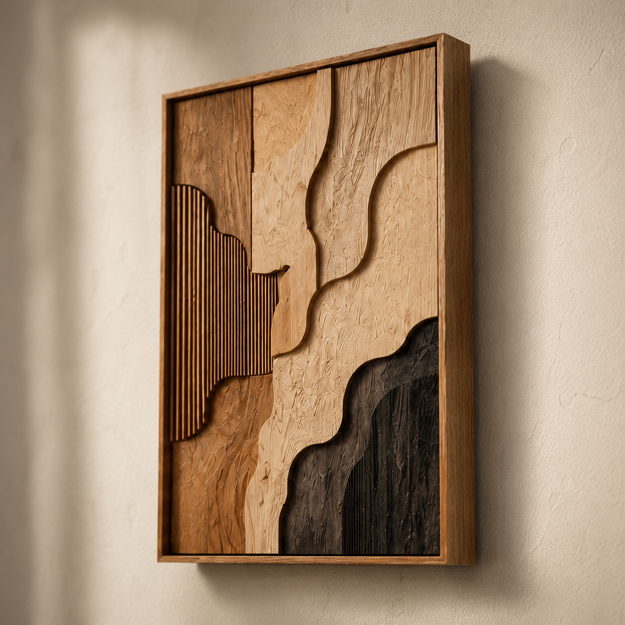 Abstract Wood Wall Art, Organic Modern Wall Decor, Large Wooden Wall Sculpture, Minimalist Wall Panel, Handmade Wood Artwork