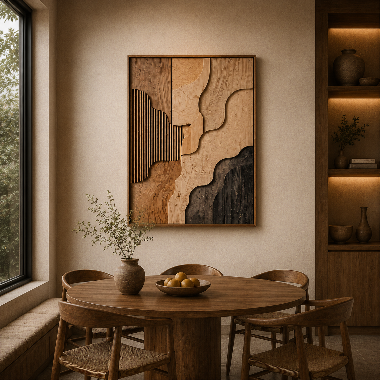 Abstract Wood Wall Art, Organic Modern Wall Decor, Large Wooden Wall Sculpture, Minimalist Wall Panel, Handmade Wood Artwork
