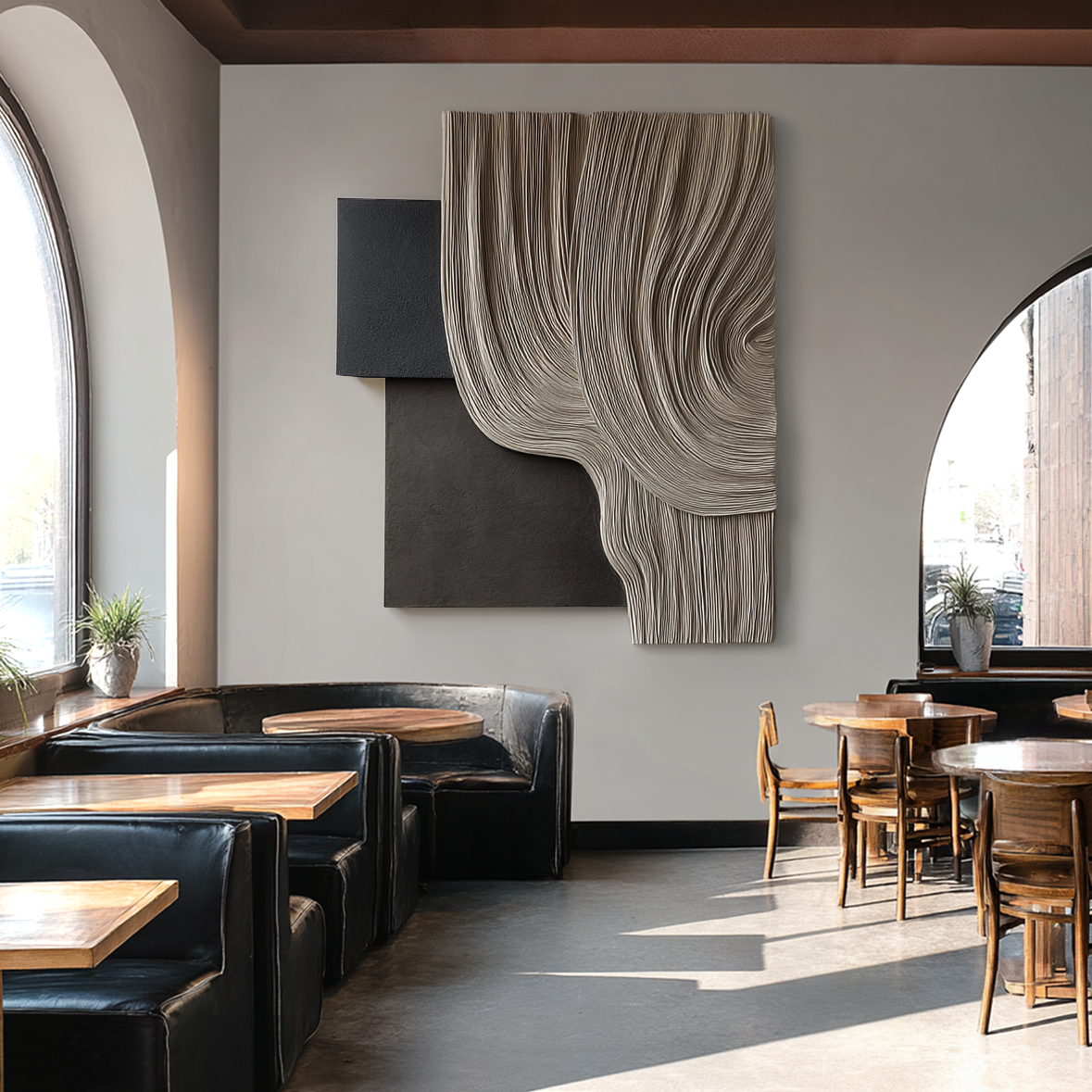 Large Fiber Wall Art, Minimalist Textile Sculpture, Neutral Modern Wall Hanging, Handmade 3D Fiber Art for Living Room
