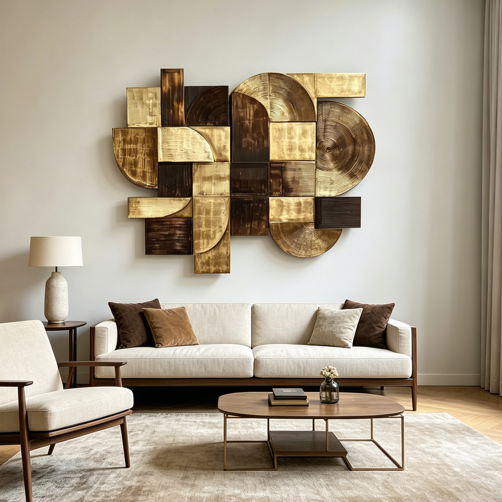 Large Wood Wall Art, Geometric Wooden Wall Sculpture, Abstract 3D Wall Decor, Handmade Textured Wood Art, Modern Minimalist Wall Hanging