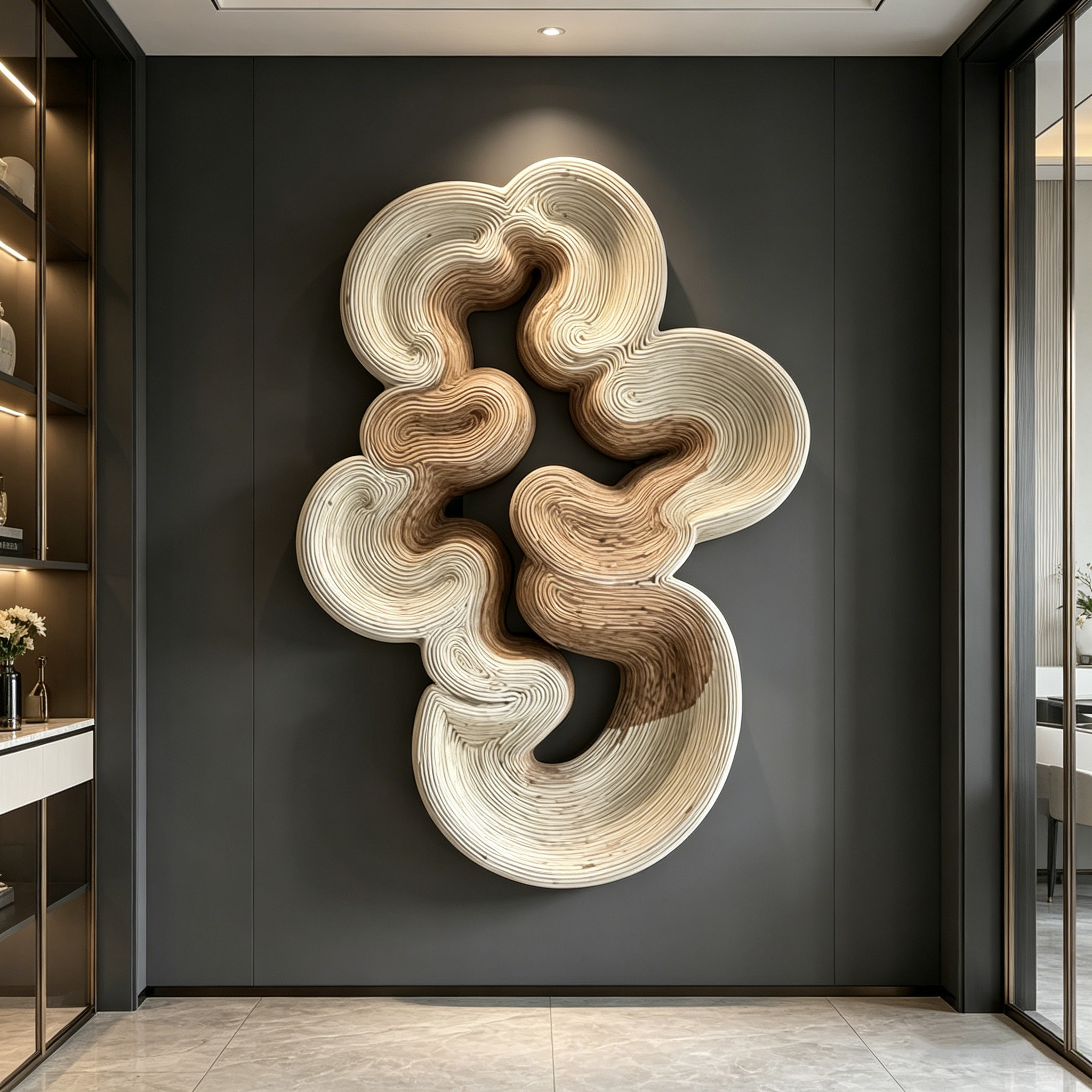 Abstract Wood Wall Art, Organic Wooden Wall Sculpture, Handmade 3D Wall Decor, Neutral Textured Wall Art, Modern Minimalist Wall Hanging