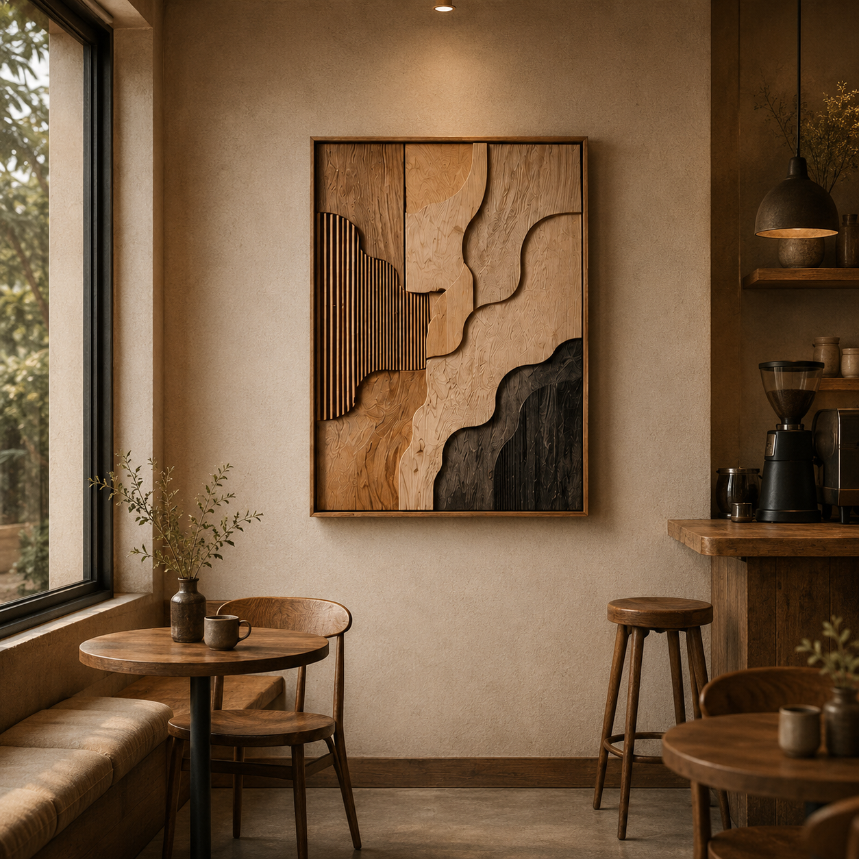 Abstract Wood Wall Art, Organic Modern Wall Decor, Large Wooden Wall Sculpture, Minimalist Wall Panel, Handmade Wood Artwork