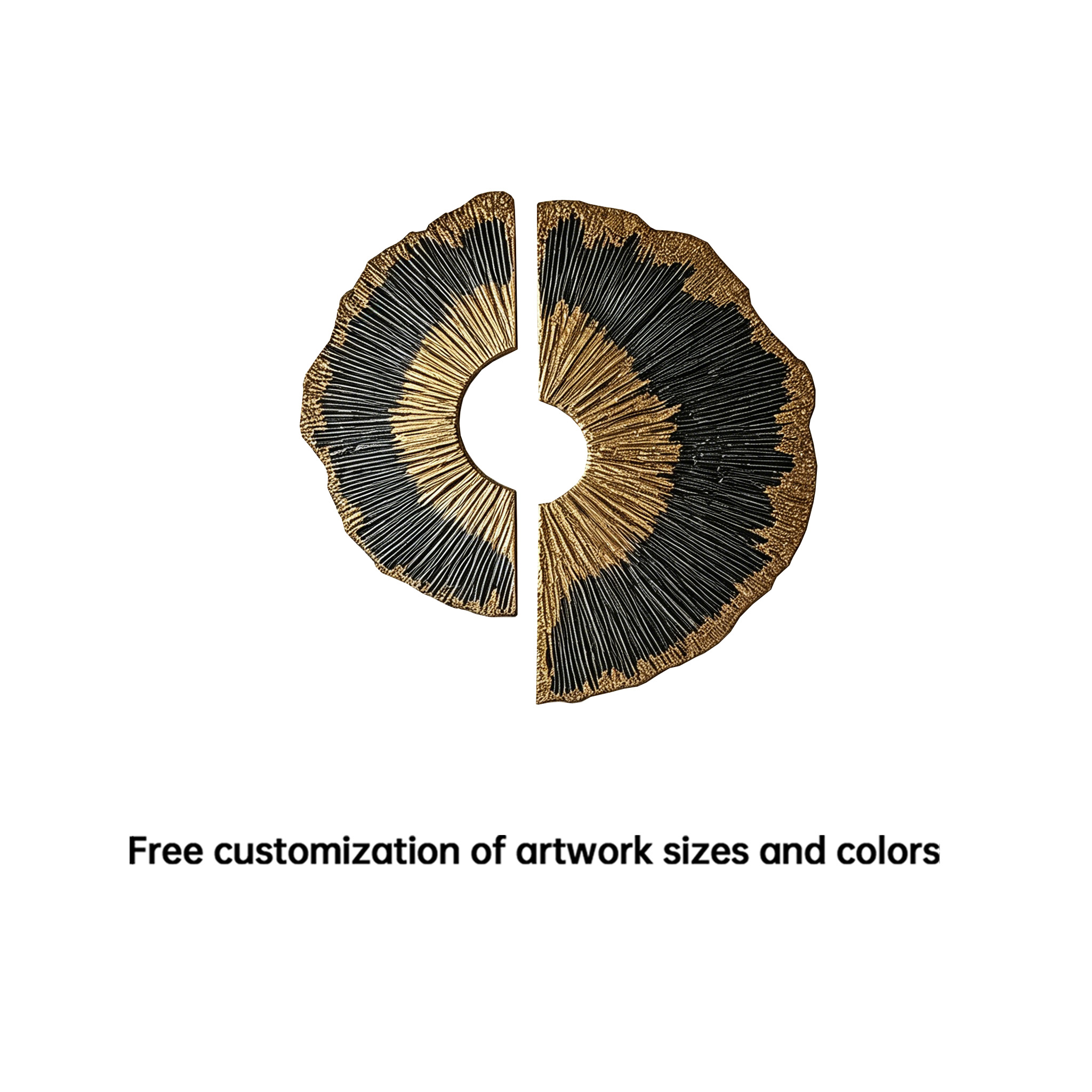 Large Wood Wall Art, 3D Gold Black Wood Sculpture, Abstract Round Wall Decor, Wabi Sabi Textured Artwork, Luxury Modern Wall Art