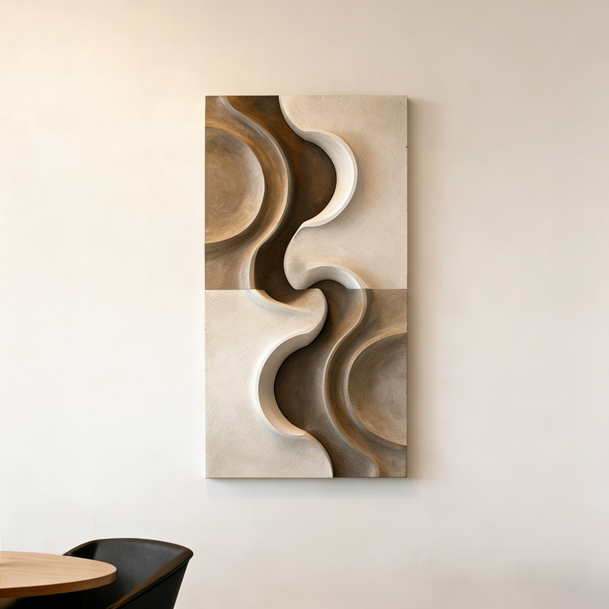 Abstract Wood Wall Art, Modern Organic Sculpture, Neutral Beige Wall Decor, Japandi Wooden Wall Hanging