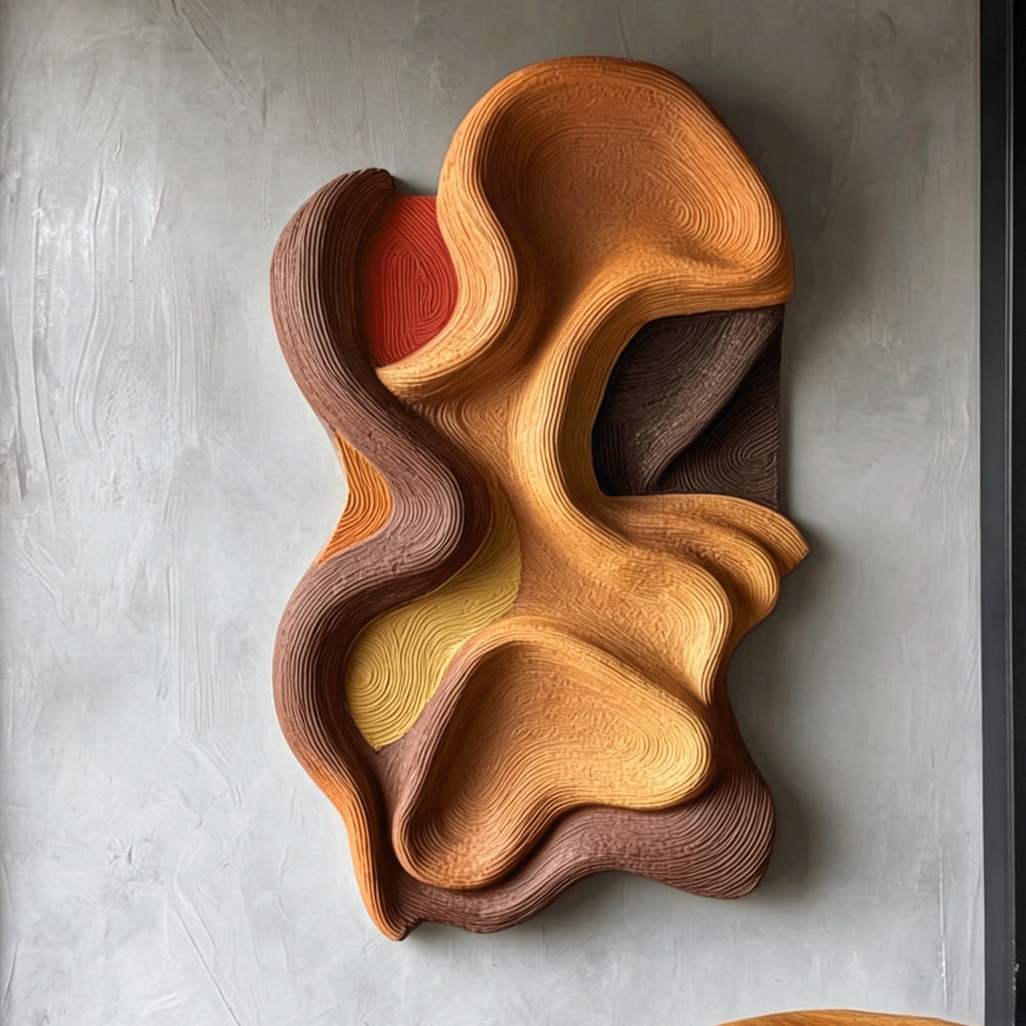 Large Abstract Wood Wall Art, Organic Modern Wall Sculpture, 3D Carved Wood Panel, Japandi Decor, Statement Wall Hanging