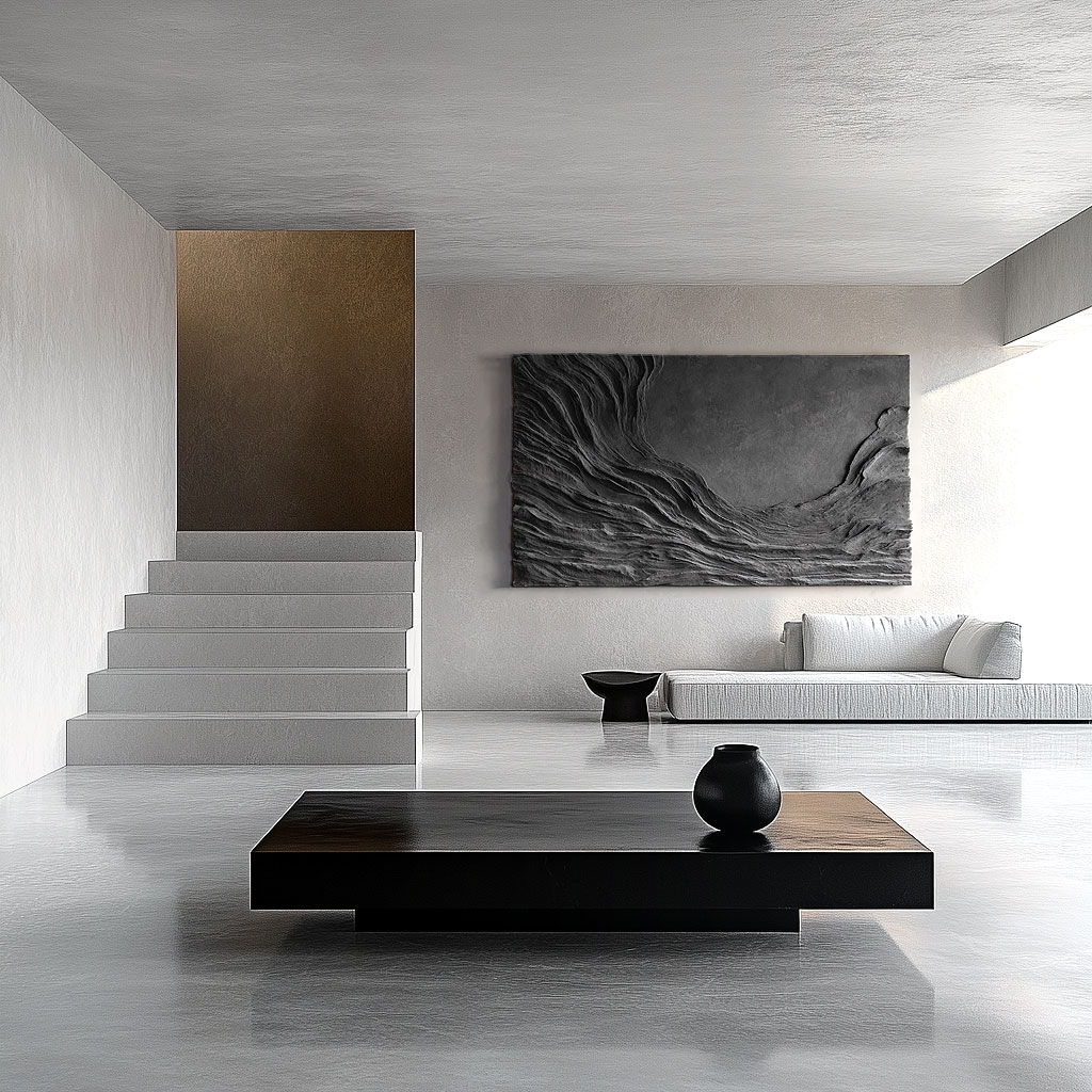3D Abstract Wood Wall Art: Handmade Black Textured Sculpture