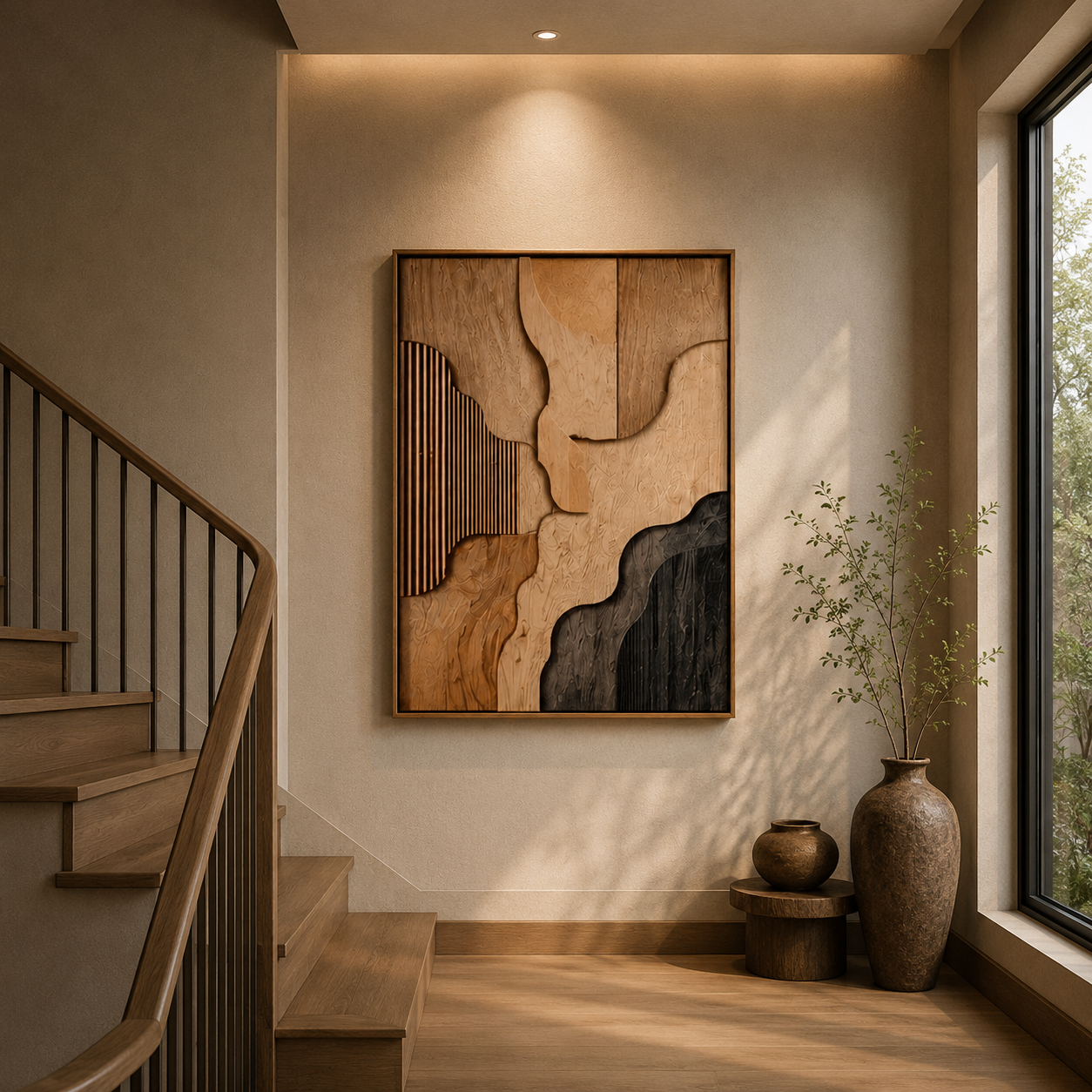 Abstract Wood Wall Art, Organic Modern Wall Decor, Large Wooden Wall Sculpture, Minimalist Wall Panel, Handmade Wood Artwork
