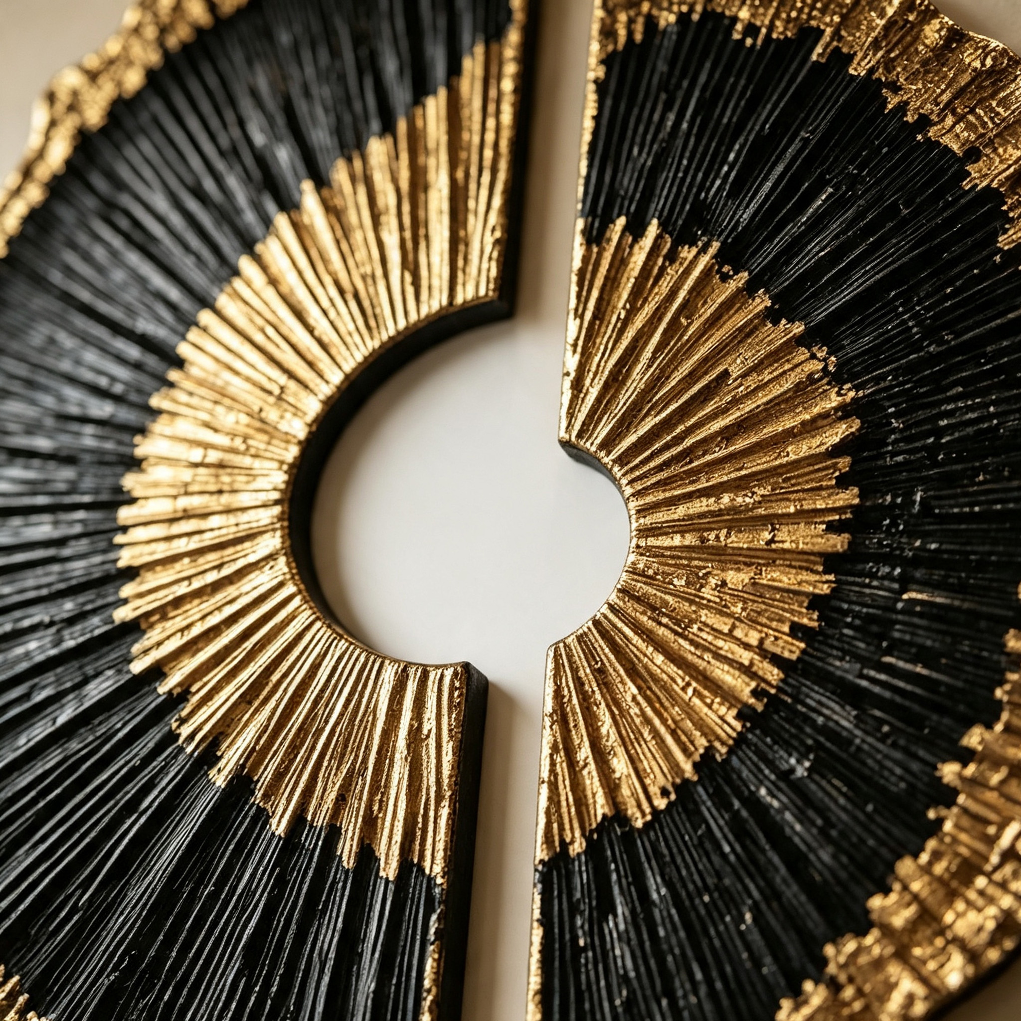 Black Gold Wood Wall Art, 3D Sunburst Wall Sculpture, Organic Modern Abstract Wood Decor, Textured Luxury Statement Wall Art