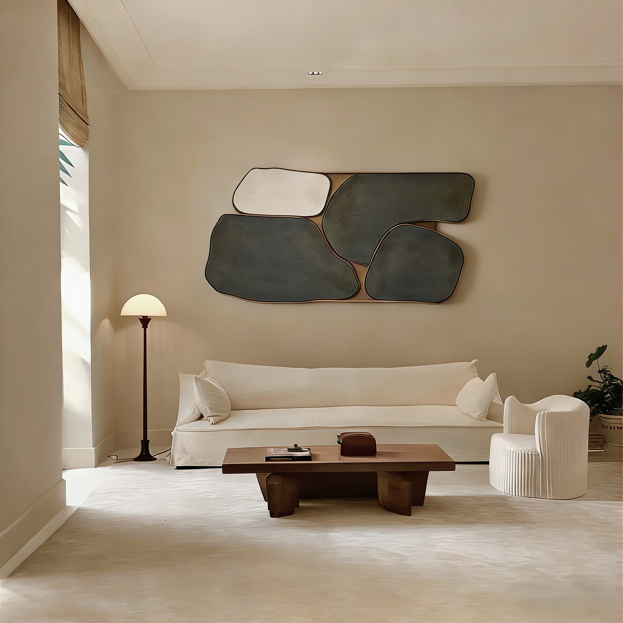 Modern Wood Wall Art, Abstract Wooden Sculpture, Minimalist Black Wall Decor, Organic Contemporary Panel