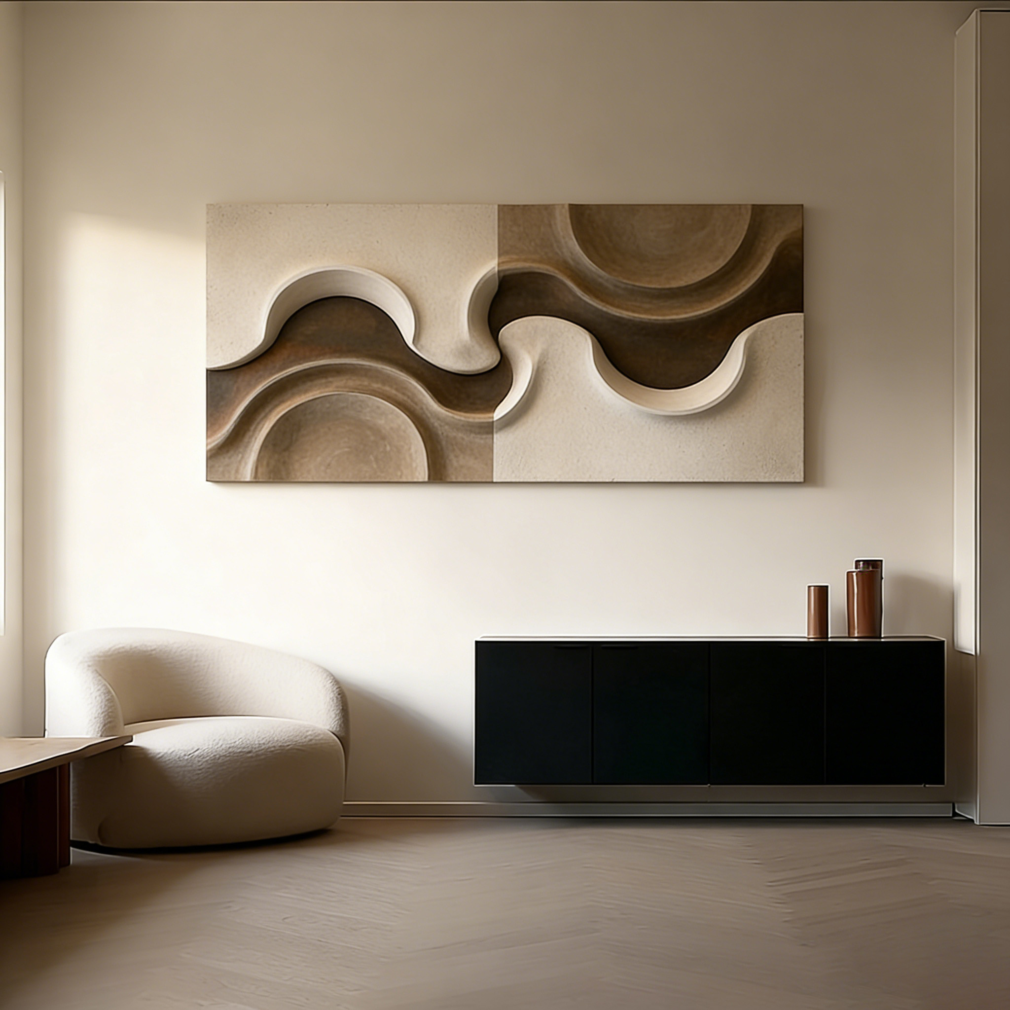 Abstract Wood Wall Art, Modern Organic Sculpture, Neutral Beige Wall Decor, Japandi Wooden Wall Hanging