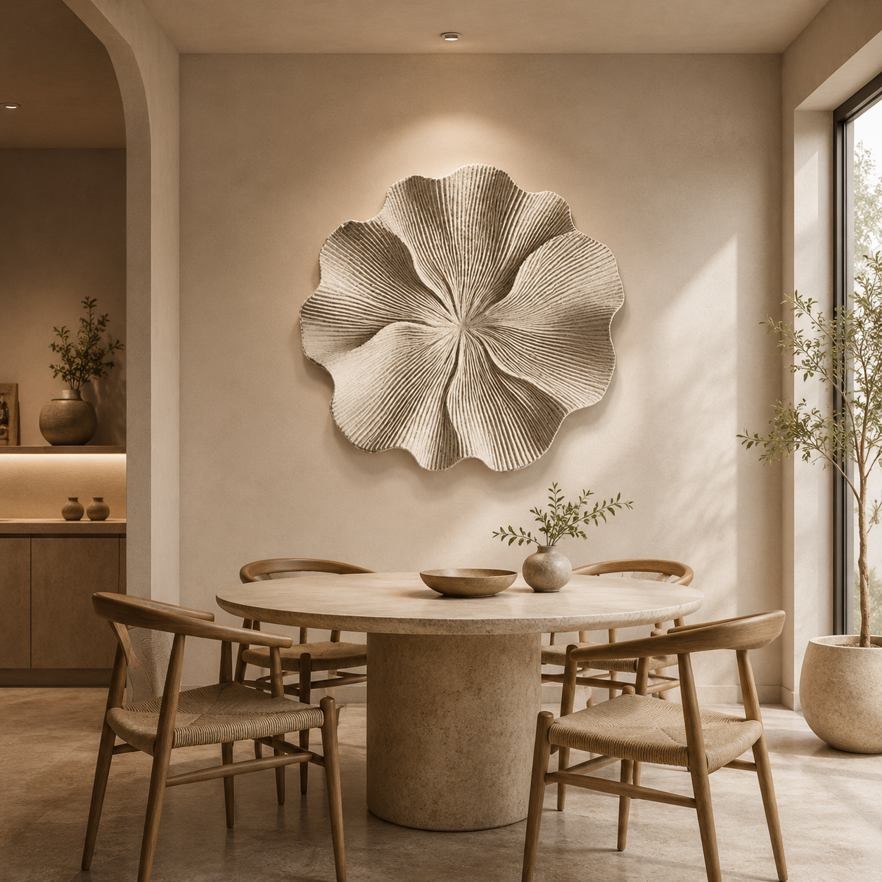 Large 3D Wood Wall Art, Organic Flower Wood Sculpture, Modern Textured Wall Decor, Japandi Minimalist Handmade Artwork