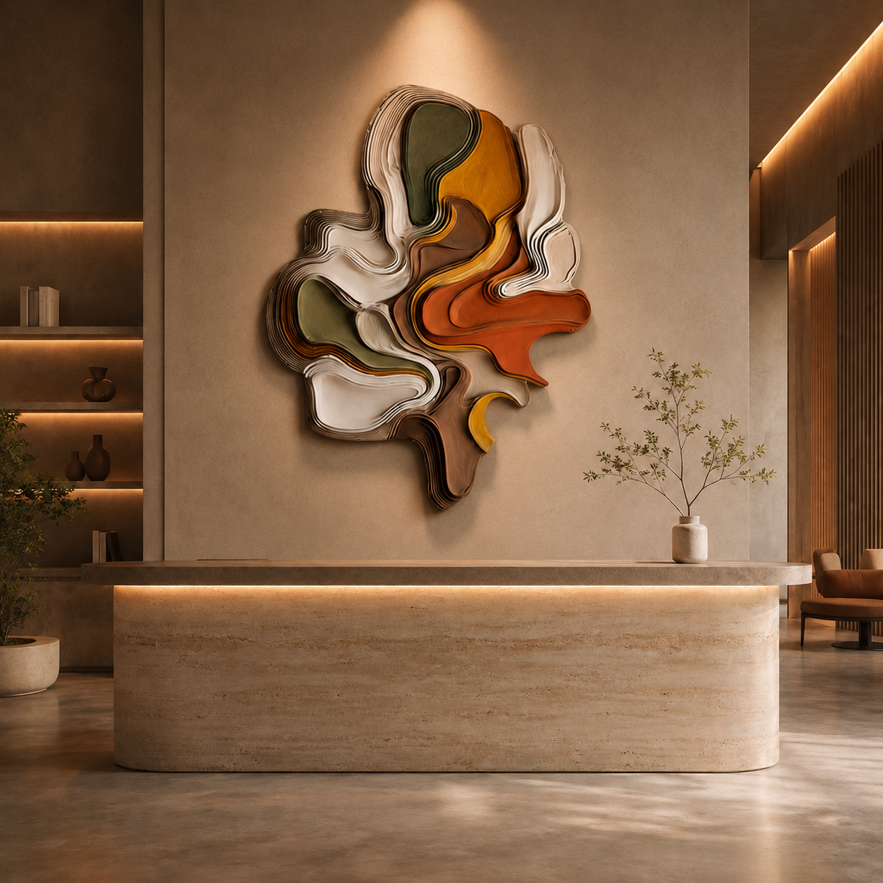 Large Abstract Wood Wall Art, 3D Wooden Wall Sculpture, Modern Organic Wall Decor, Minimalist Artwork, Textured Neutral Living Room Decor