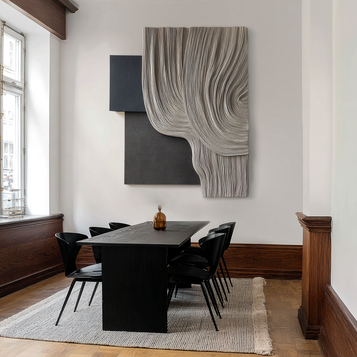Large Fiber Wall Art, Minimalist Textile Sculpture, Neutral Modern Wall Hanging, Handmade 3D Fiber Art for Living Room