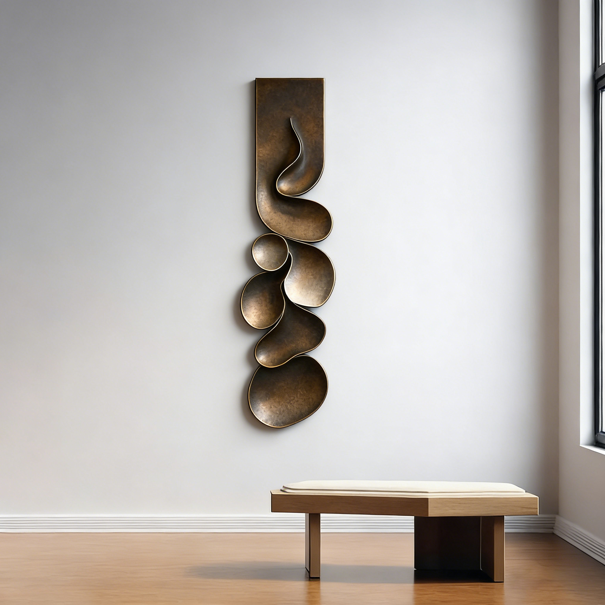 Modern Wood Wall Sculpture, Abstract Vertical Wall Art, Organic Minimalist Decor, Contemporary Wooden Artwork