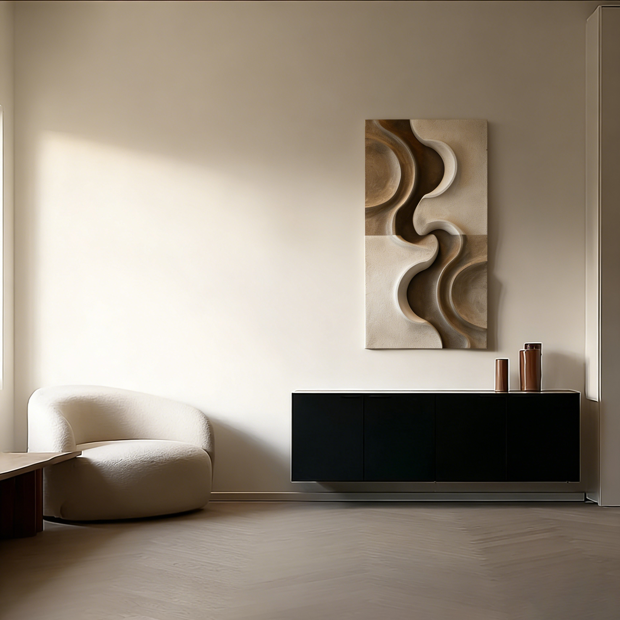 Abstract Wood Wall Art, Modern Organic Sculpture, Neutral Beige Wall Decor, Japandi Wooden Wall Hanging